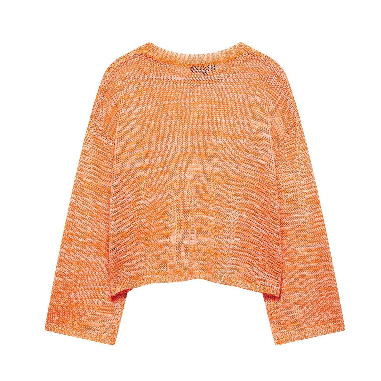 Round neck long sleeved loose knit sweater top for women - FashionTech