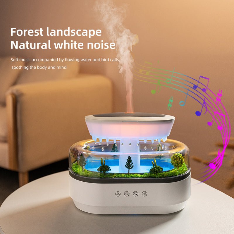 Smart Cool Mist Raindrop Air Humidifier for Garden Landscape Christmas Tree White Noise Oil Aroma Diffuser Portable - FashionTech