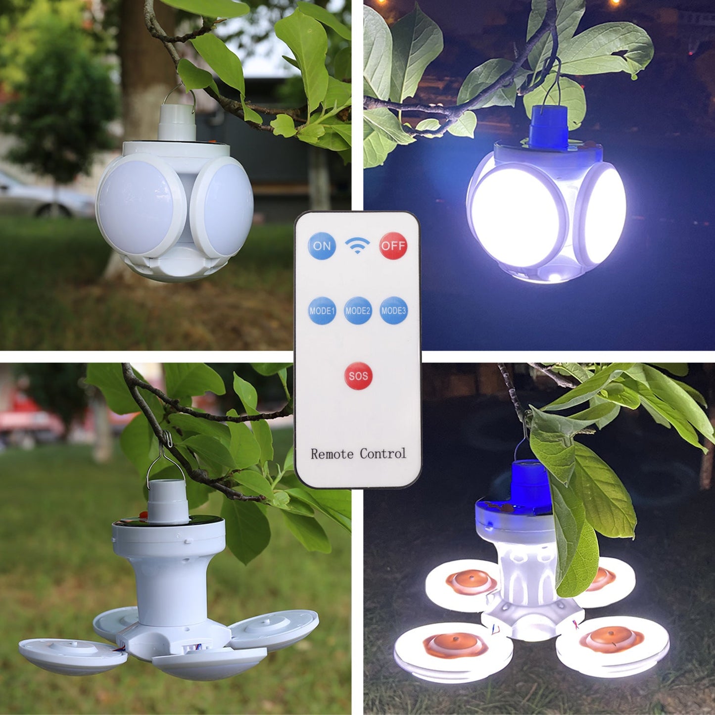 Solar LED Torch USB Rechargeable Night Light Outdoor Camping Lamp Emergency Lights Portable Searchlights - FashionTech