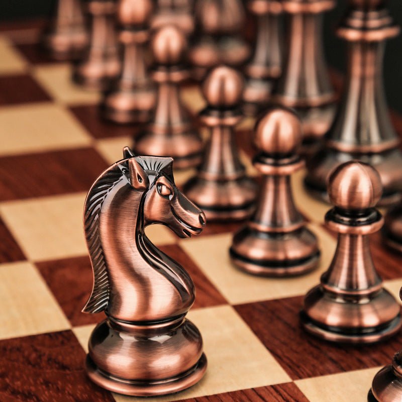 Solid wood folding chessboard oversized chess pieces Western chess - FashionTech