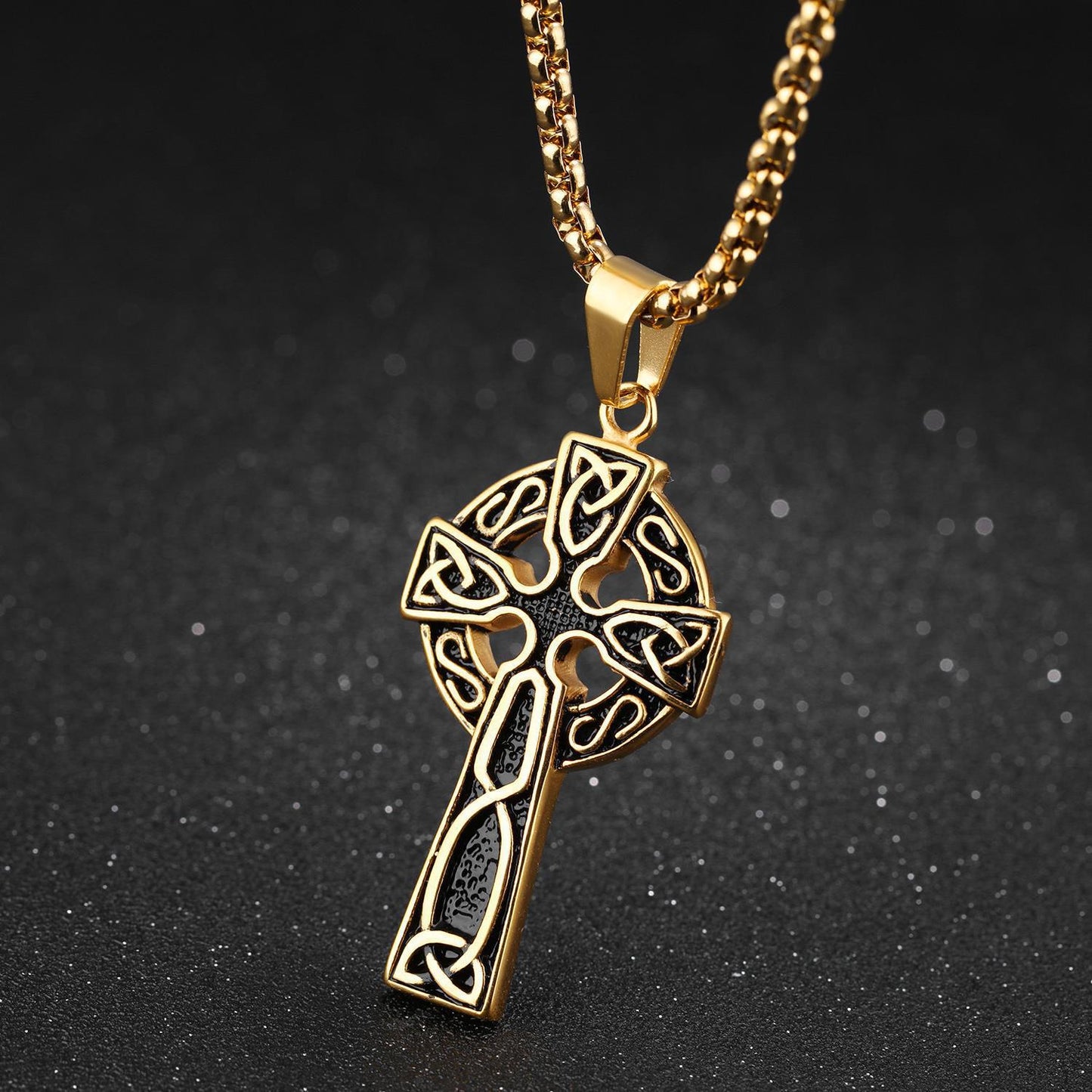 Spiral Cross Pearl Chain Necklace Titanium Steel Retro Pendant - FashionTech