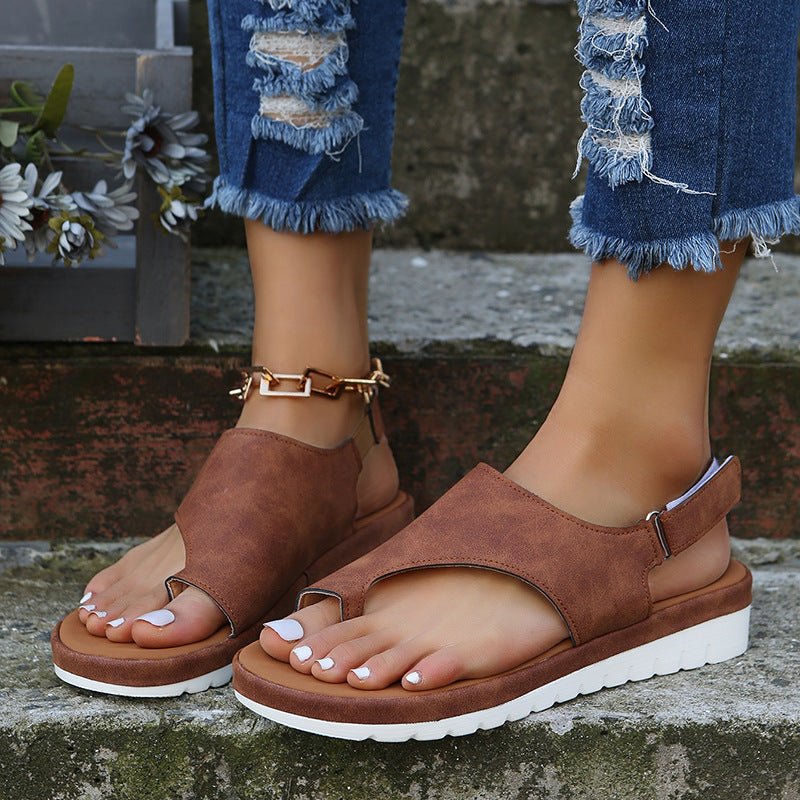 Thong Sandals With Velcro Summer Flat Beach Shoes - FashionTech