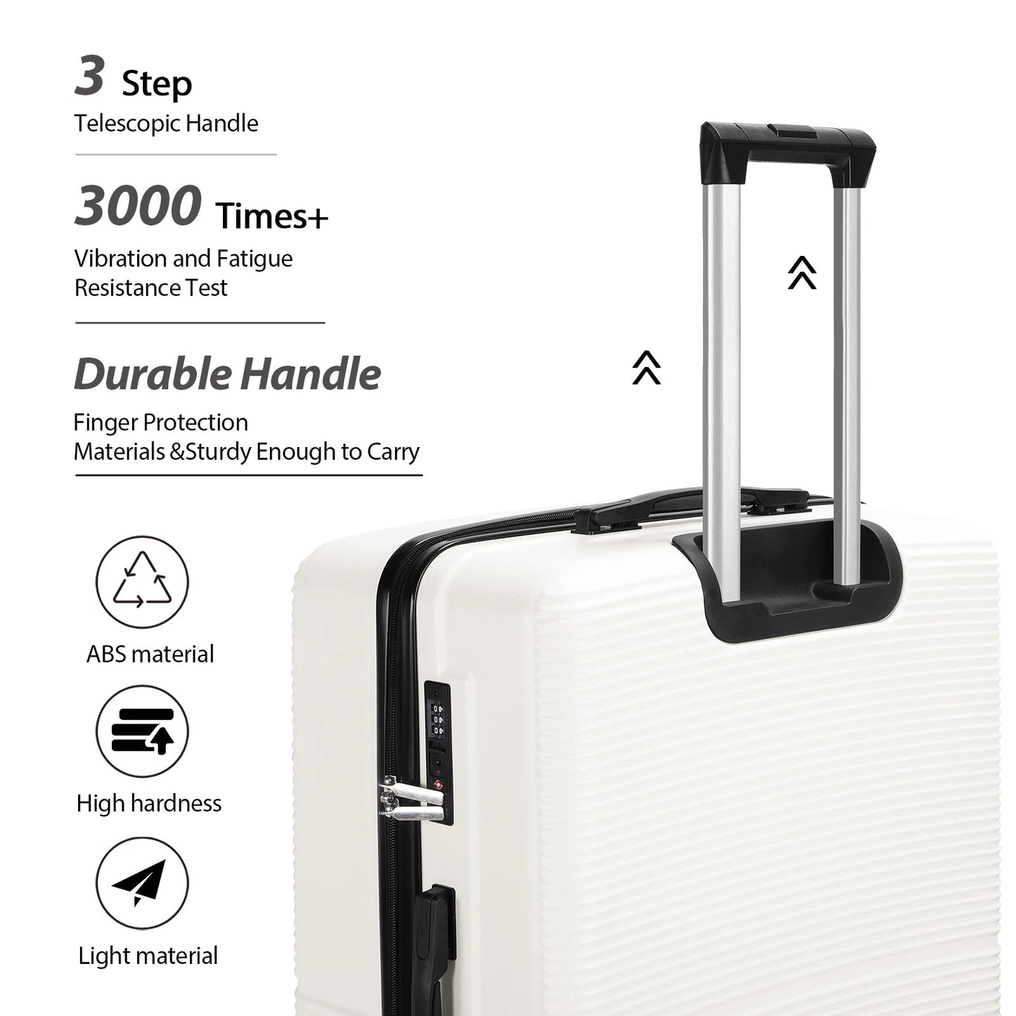 TSA Lock 3Pcs Luggage Set ABS Hardshell Travel Suitcase Luggage Bag With Silent Spinner Wheel 28 Inch Large Suitcase - FashionTech