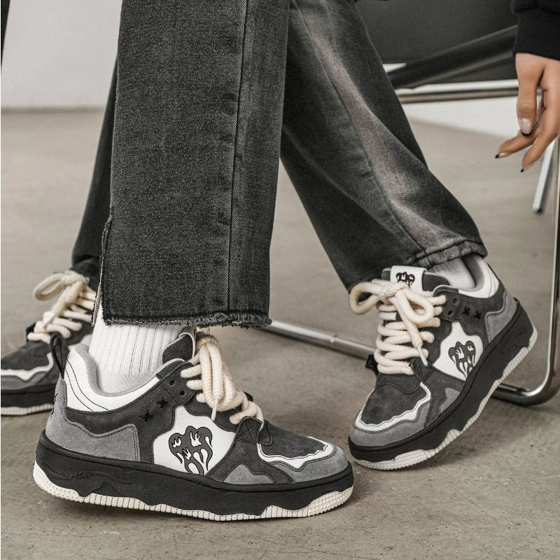 Women Shoes Men Retro Hip - hop Punk Goth Volcano Skateboard Shoes Fashion Sneakers Couple Students Outdoor Sports Casual Shoe - Tech Tready