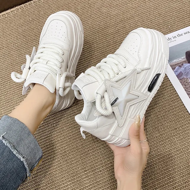 Women Sneakers Platform Casual Sports Shoes Personalized Star Design Vulcanized Shoes Outdoor Running Walking Shoe Female 35 - 40 - Tech Tready