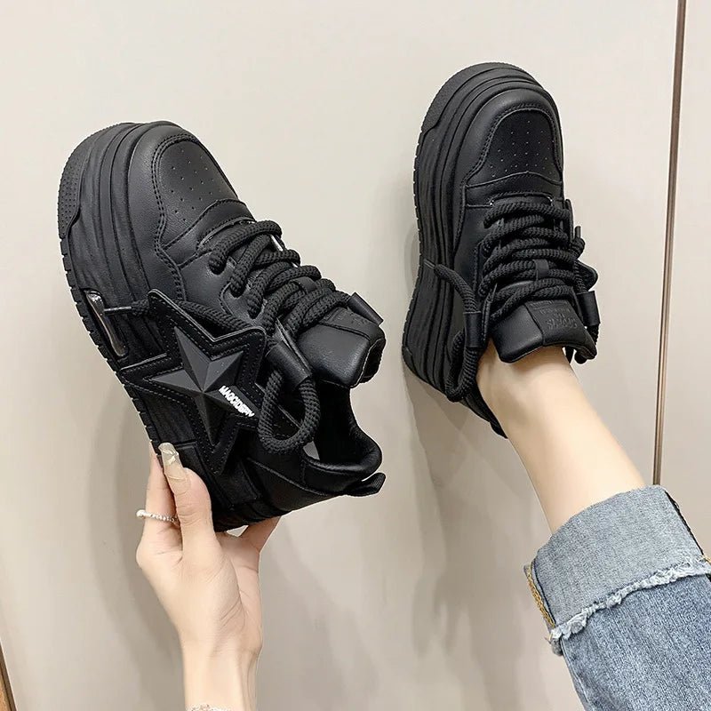 Women Sneakers Platform Casual Sports Shoes Personalized Star Design Vulcanized Shoes Outdoor Running Walking Shoe Female 35 - 40 - Tech Tready