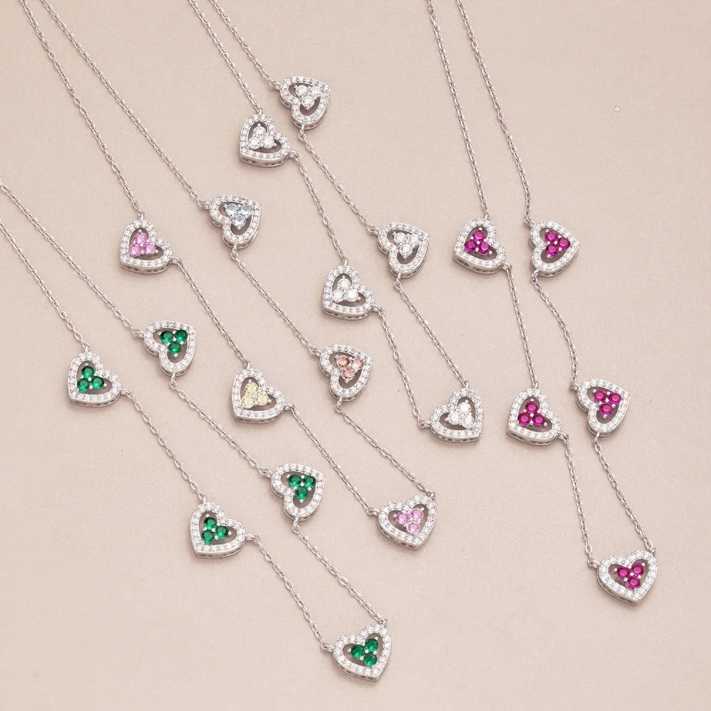 Necklace Heart Charm Pendant Luxury Jewelry Sparkling
