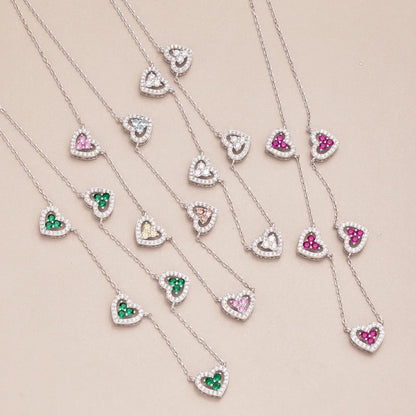 Necklace Heart Charm Pendant Luxury Jewelry Sparkling