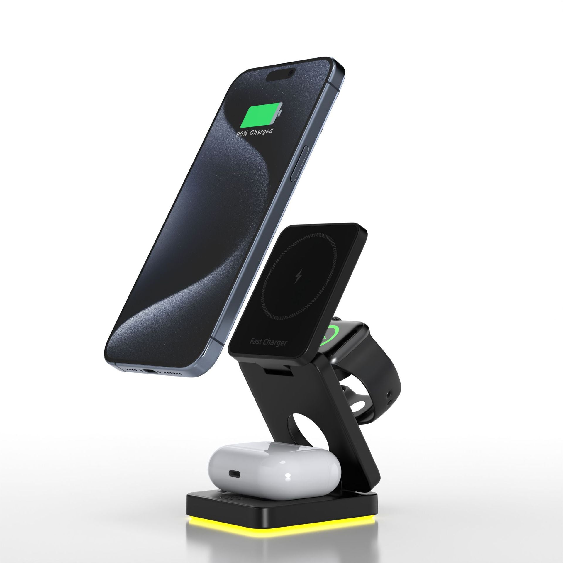 3 in 1 Wireless Charger Magnetic Foldable Charger For iphone charger power Adapter Charging Stand & Holder - FashionTech