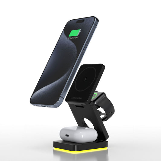 3 in 1 Wireless Charger Magnetic Foldable Charger For iphone charger power Adapter Charging Stand & Holder - FashionTech