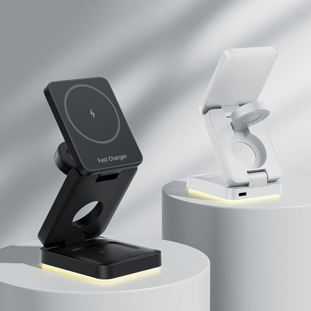 3 in 1 Wireless Charger Magnetic Foldable Charger For iphone charger power Adapter Charging Stand & Holder - FashionTech