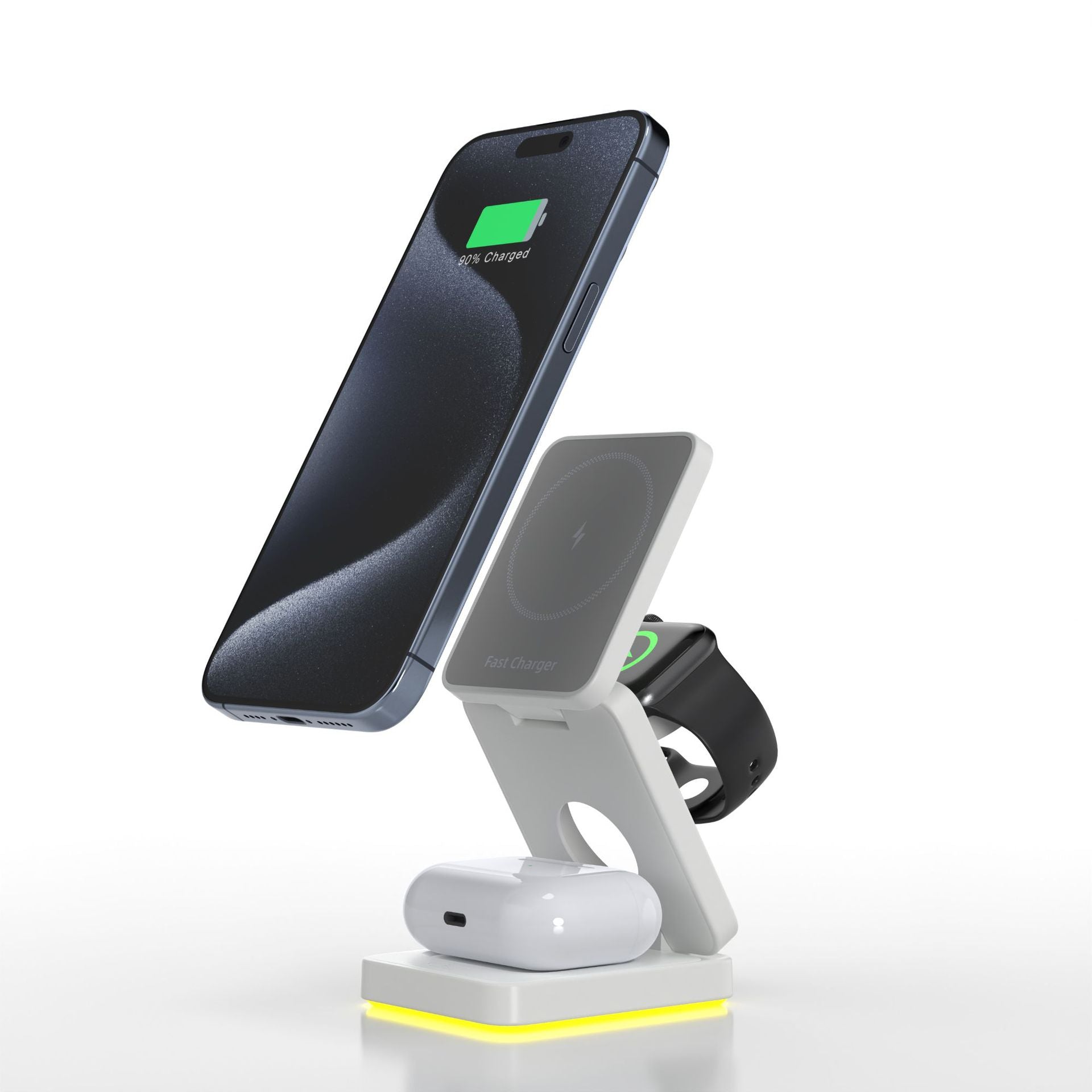 3 in 1 Wireless Charger Magnetic Foldable Charger For iphone charger power Adapter Charging Stand & Holder - FashionTech