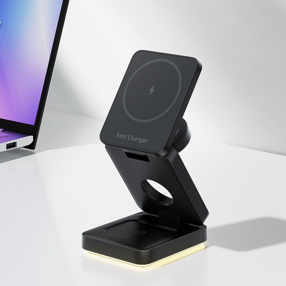 3 in 1 Wireless Charger Magnetic Foldable Charger For iphone charger power Adapter Charging Stand & Holder - FashionTech