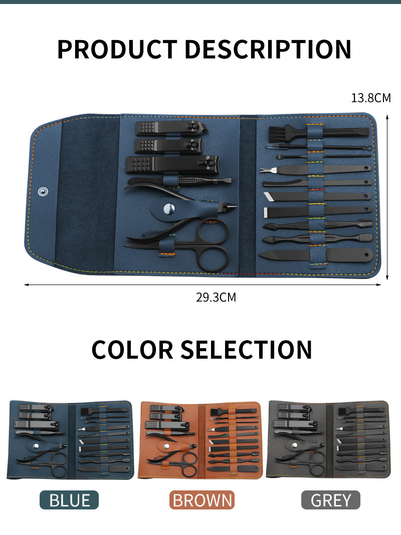 Nail Clipper Cutter Trimmer Ear Pick Grooming Kit Manicure Set Pedicure Bag