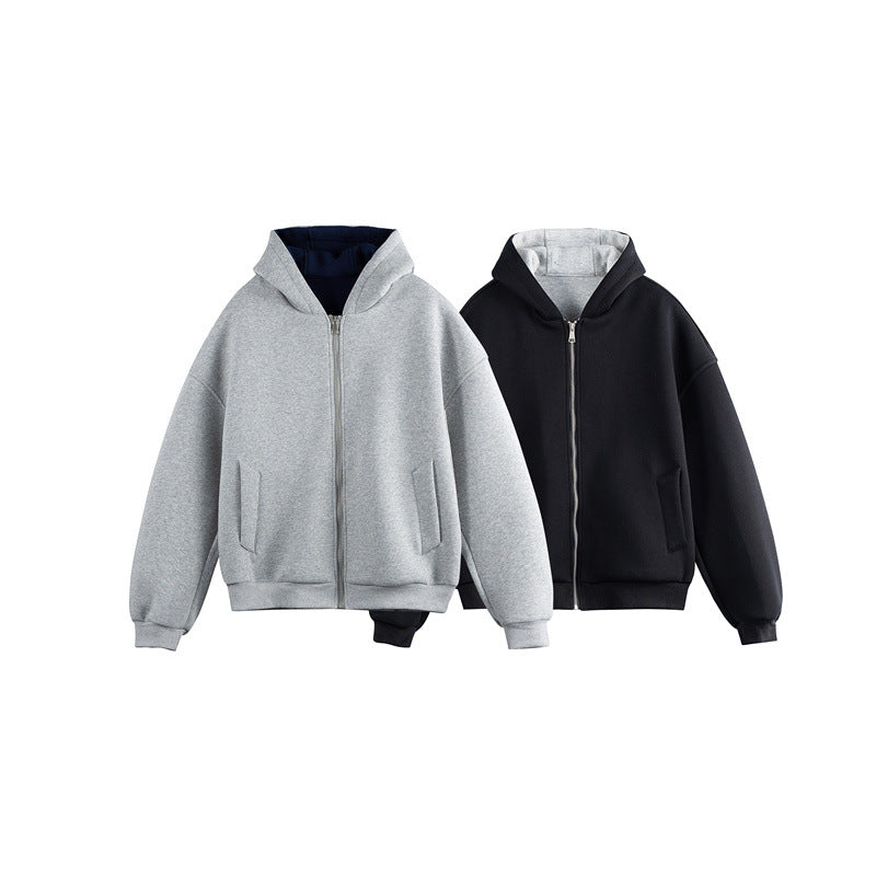 Retro Hooded Jacket Unisex Versatile Casual Outerwear Dress
