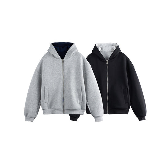 Retro Hooded Jacket Unisex Versatile Casual Outerwear Dress