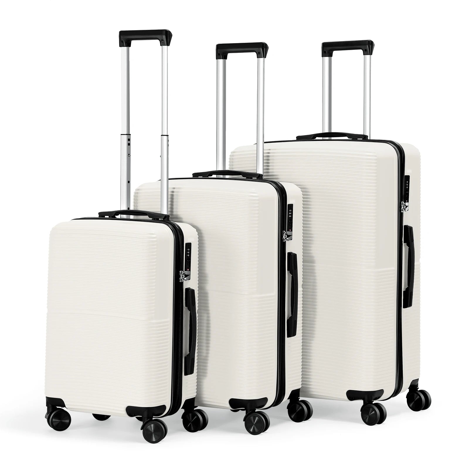 3Pcs Luggage Set ABS Hardshell Travel Suitcase Luggage Bag With Silent Spinner Wheel 28 Inch Large Suitcase - FashionTech