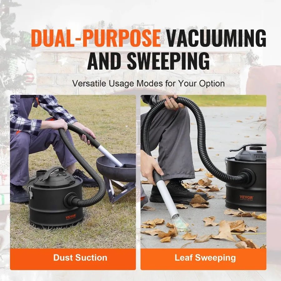 4 Gallon Ash Vacuum Cleaner 1200W Powerful Suction Ash Vac Collector 47.2 in Flexible Hose for Fireplaces Log Burner Grills Pel - FashionTech