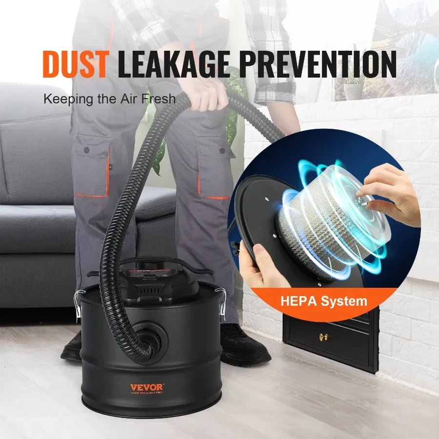 4 Gallon Ash Vacuum Cleaner 1200W Powerful Suction Ash Vac Collector 47.2 in Flexible Hose for Fireplaces Log Burner Grills Pel - FashionTech