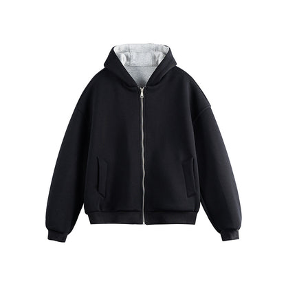 Retro Hooded Jacket Unisex Versatile Casual Outerwear Dress