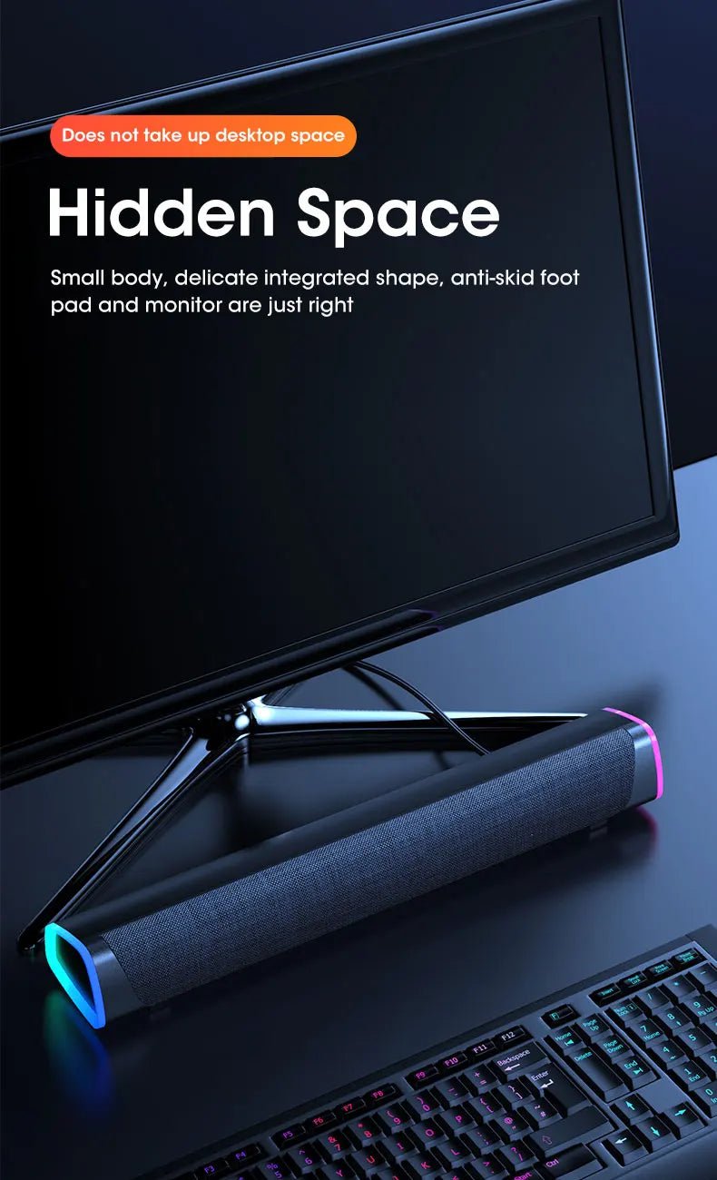 4D Computer Speaker Bar Stereo Sound Subwoofer Bluetooth Speaker For Macbook Laptop Notebook PC Music Player Wired Loudspeaker - FashionTech