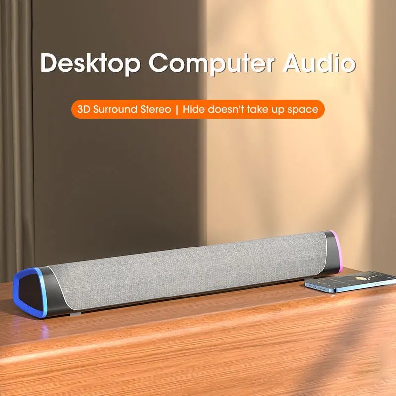 4D Computer Speaker Bar Stereo Sound Subwoofer Bluetooth Speaker For Macbook Laptop Notebook PC Music Player Wired Loudspeaker - FashionTech