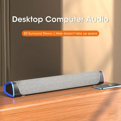 4D Computer Speaker Bar Stereo Sound Subwoofer Bluetooth Speaker For Macbook Laptop Notebook PC Music Player Wired Loudspeaker - FashionTech