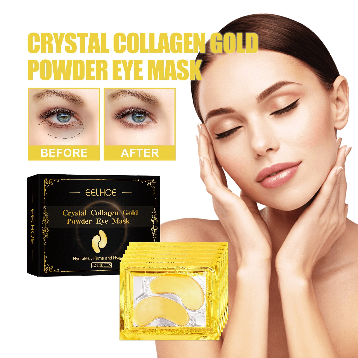 Gold Eye Mask Moisturizing Care, Firming Eye Lines Bags