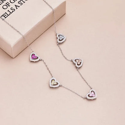 Necklace Heart Charm Pendant Luxury Jewelry Sparkling
