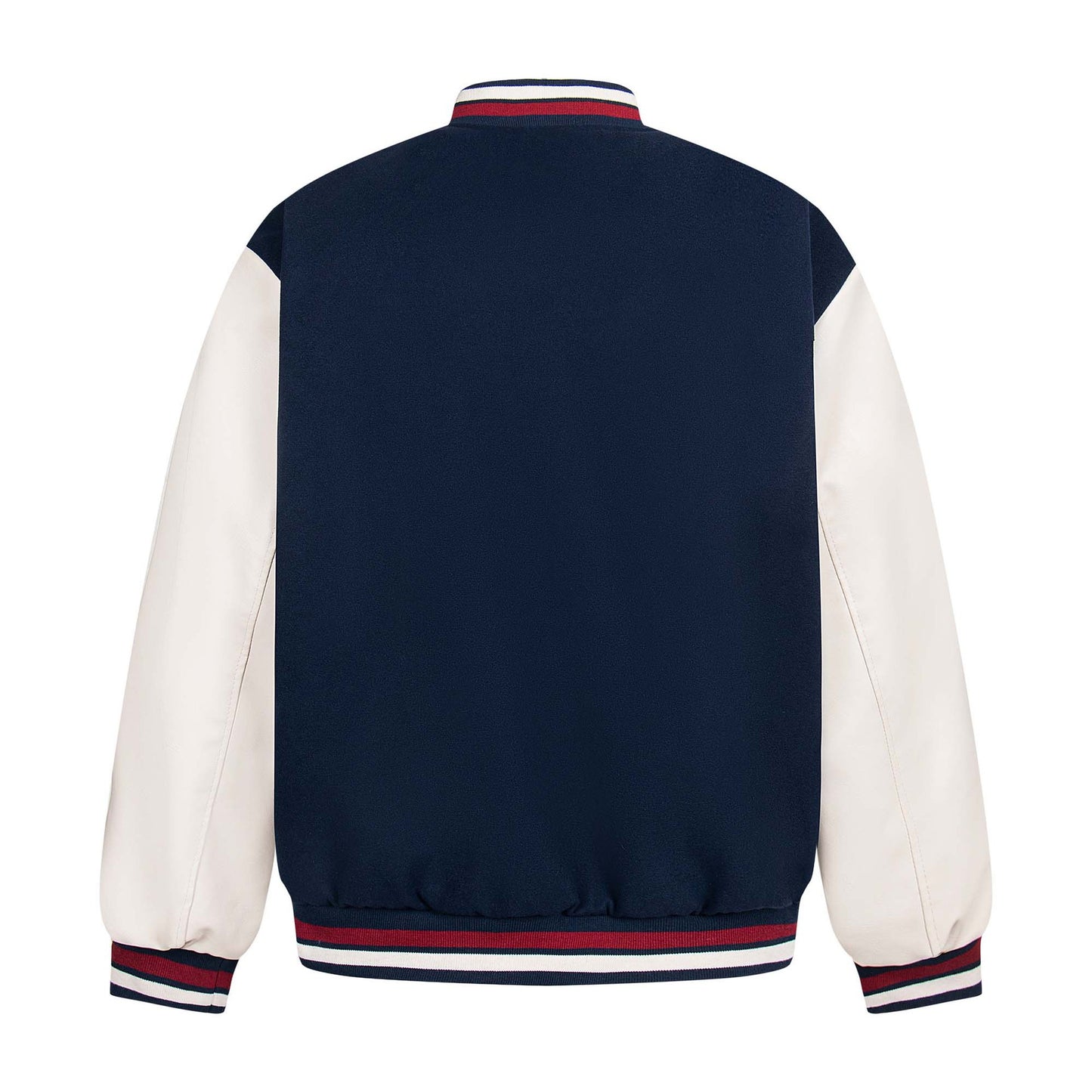 High Street  Style Spliced Leather Letter Towel Embroidery Baseball Jacket Unisex Loose