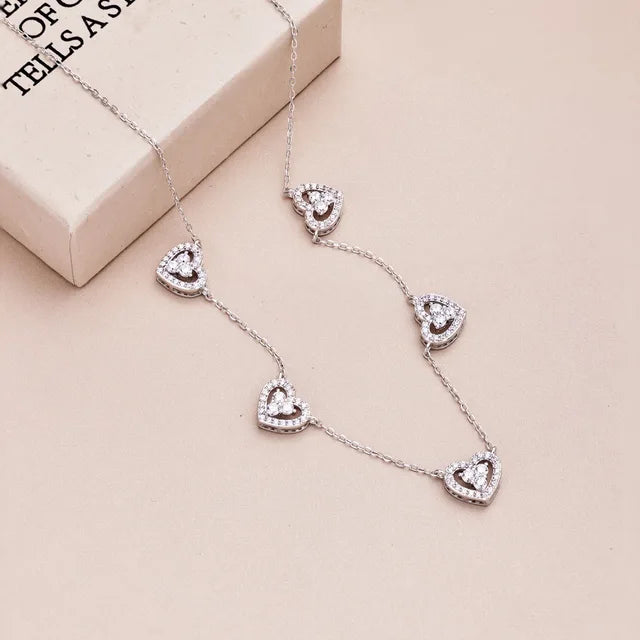 Necklace Heart Charm Pendant Luxury Jewelry Sparkling