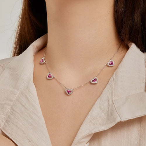 Necklace Heart Charm Pendant Luxury Jewelry Sparkling