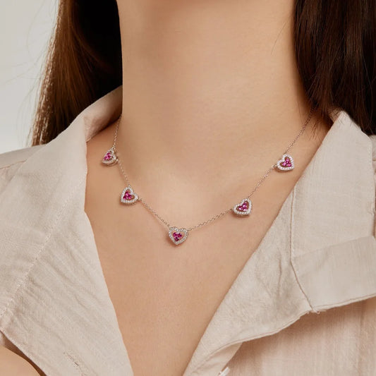 Necklace Heart Charm Pendant Luxury Jewelry Sparkling