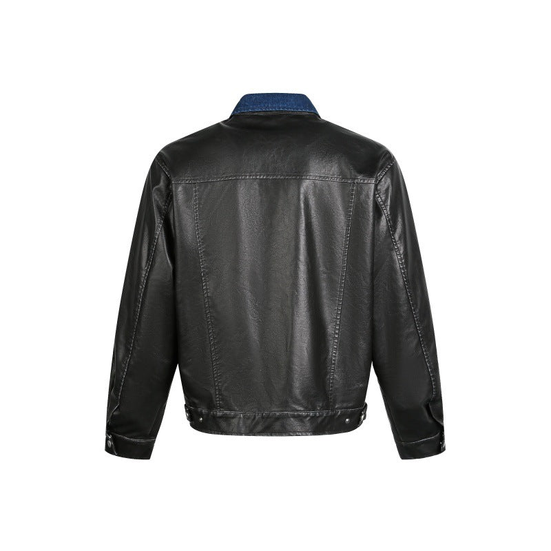 Collar Zipper Design Leather Jacket