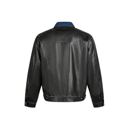 Collar Zipper Design Leather Jacket