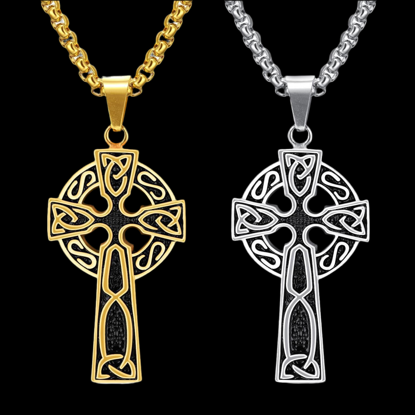 Spiral Cross Pearl Chain Necklace Titanium Steel Retro Pendant