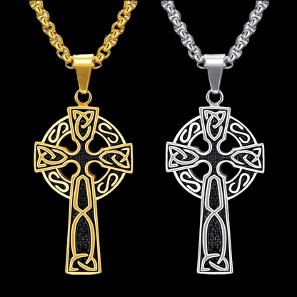 Spiral Cross Pearl Chain Necklace Titanium Steel Retro Pendant