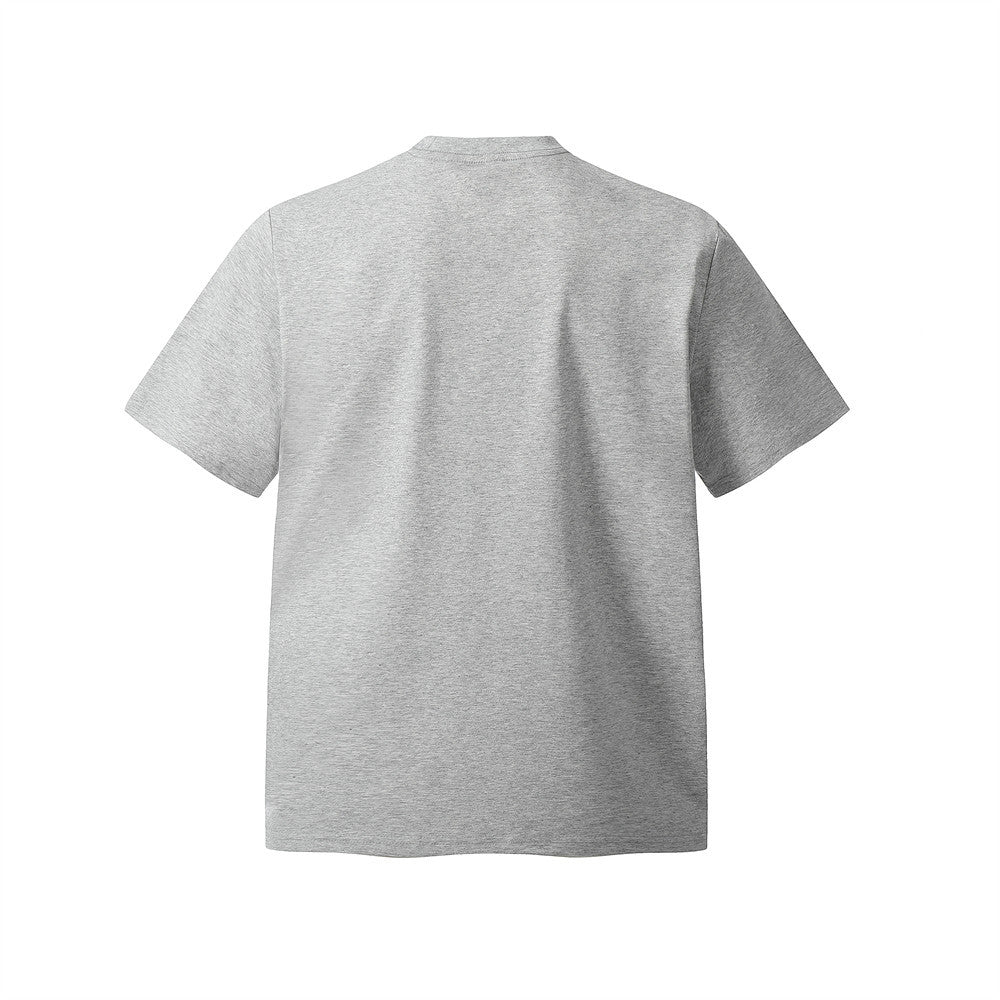 Abstract Blurred Print Small Collar Short Sleeve T-Shirt Men's Summer American High Street Retro Loose Round Neck Top - FashionTech