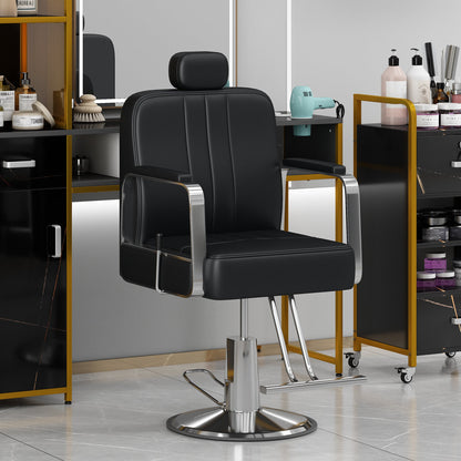 Advanced reclining hair salon chair with heavy - duty hydraulic pump, 360 ° rotation, maximum weight capacity of 400 pounds, bla - Tech Tready