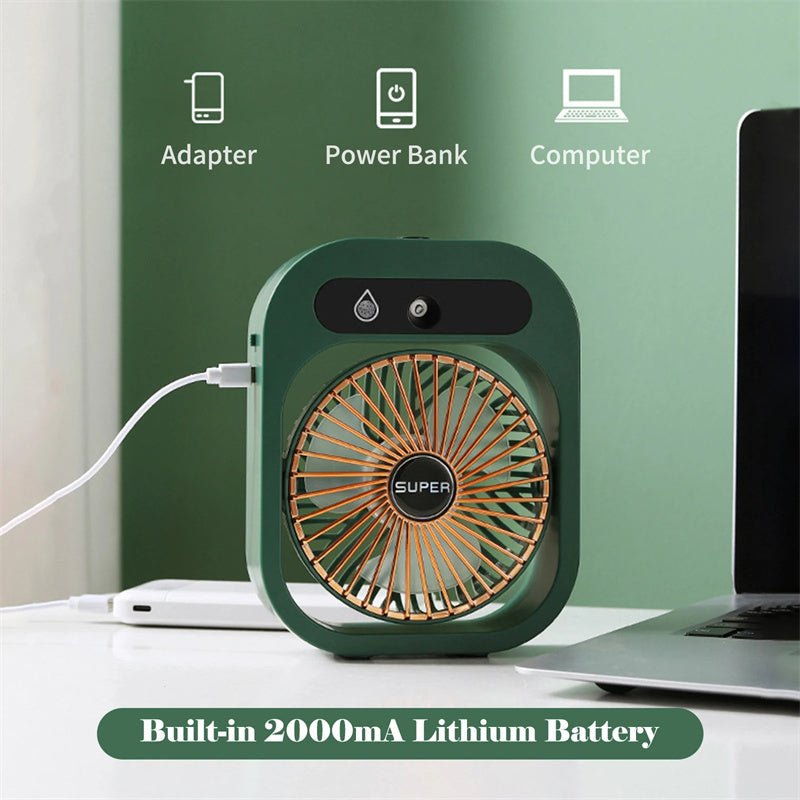 Air Conditioning Fan Desk Misting Fan Air Cooler Cooling USB Rechargeable Humidifier Portable Spray Fan With 3 Wind Speeds Mist Fan For Home - Tech Tready