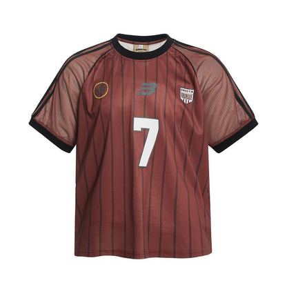 Athletic Short Sleeve T-Shirt Men's Jersey INS European and American Style Thin Breathable Mesh Color Block Vertical Striped Casual Top - FashionTech