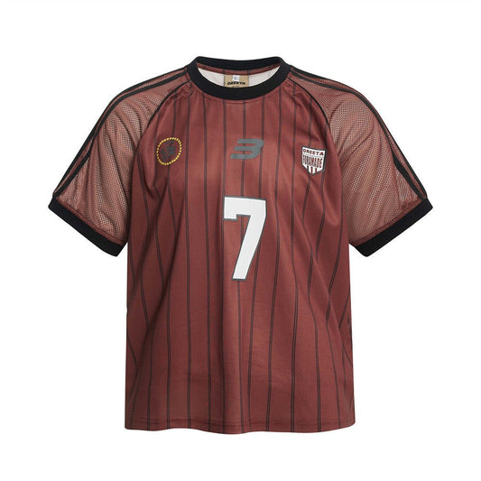 Athletic Short Sleeve T-Shirt Men's Jersey INS European and American Style Thin Breathable Mesh Color Block Vertical Striped Casual Top - FashionTech