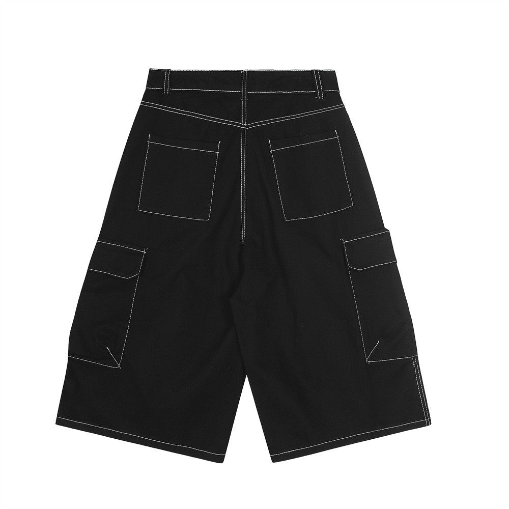 Baggy Jorts Style Workwear Cargo Shorts with Topstitching Multi - Pocket Denim Shorts jeans - FashionTech