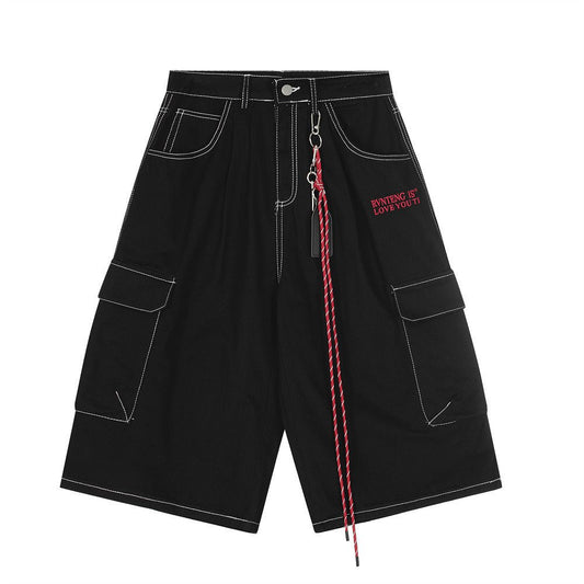 Baggy Jorts Style Workwear Cargo Shorts with Topstitching Multi - Pocket Denim Shorts jeans - FashionTech