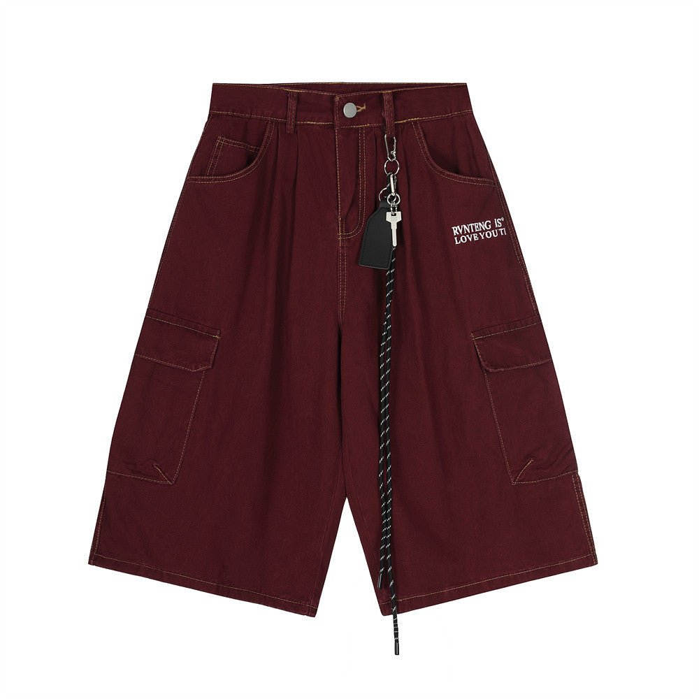 Baggy Jorts Style Workwear Cargo Shorts with Topstitching Multi - Pocket Denim Shorts jeans - FashionTech
