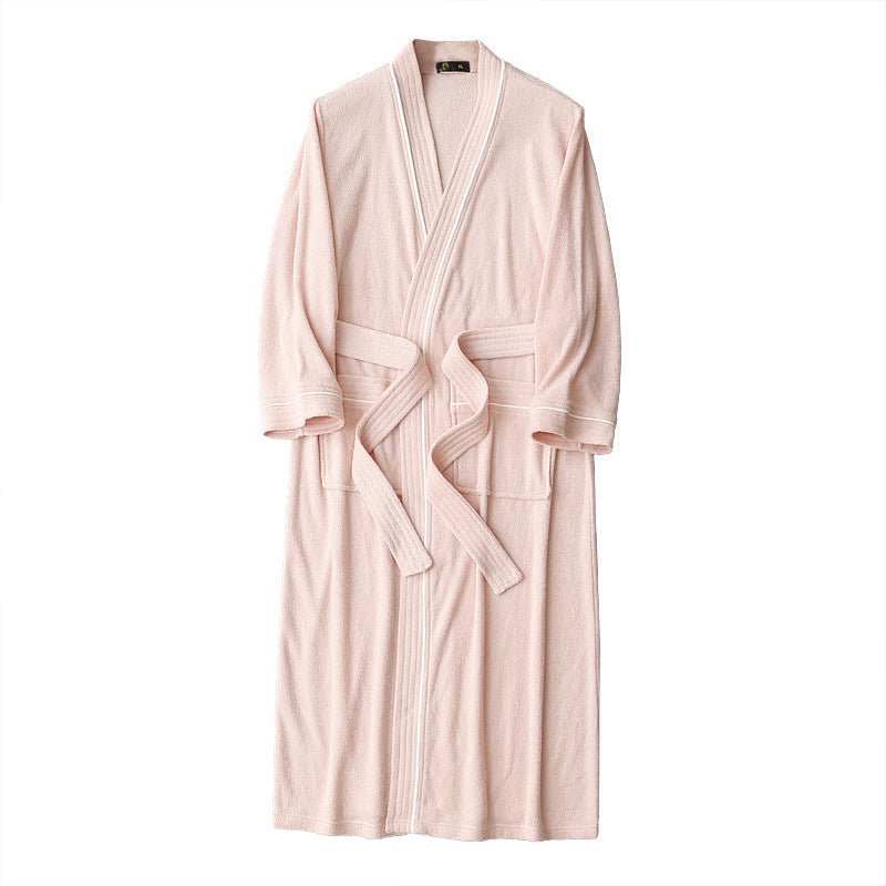 Bathrobe men's and women's towel fabric yukata long sleeved bath towel sleeping robe absorbent quick drying four season style - FashionTech