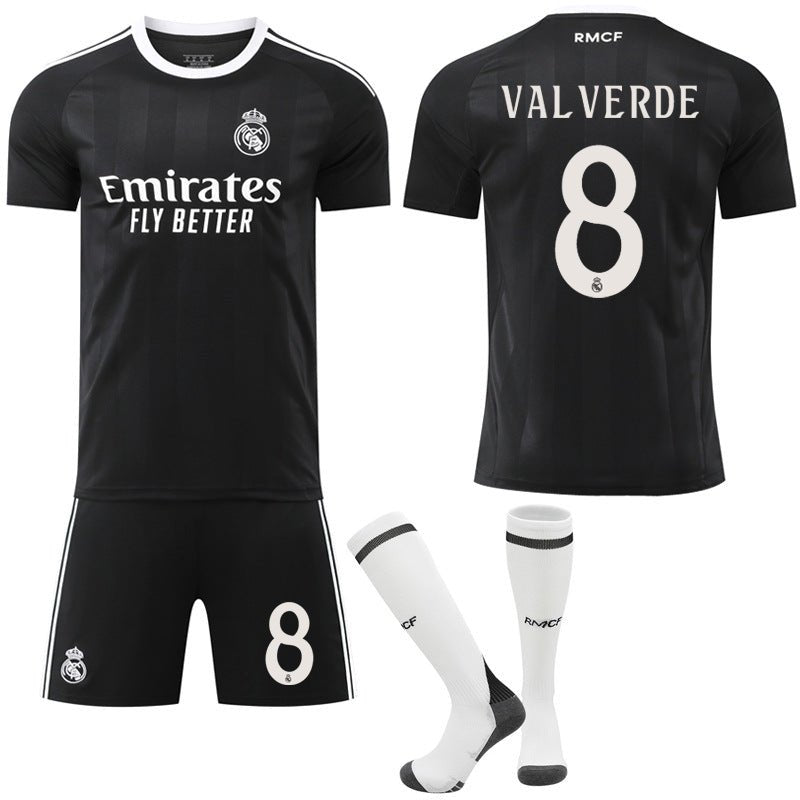 Black jersey Mbappe 7 Vinicius new Real Madrid black training goalkeeper football suit set - FashionTech
