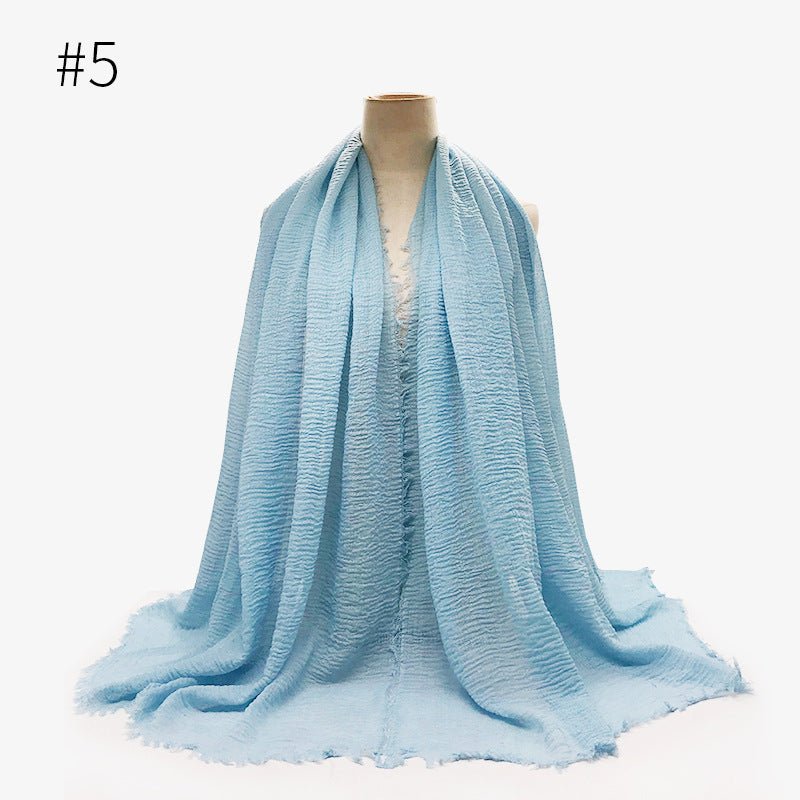 Bubble plain Scarf / cotton scarf fringes women soft solid hijab popular muffler shawls big Pashmina wrap hijab - Tech Tready