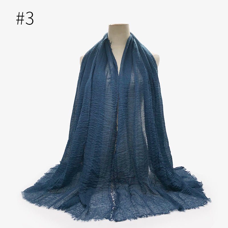 Bubble plain Scarf / cotton scarf fringes women soft solid hijab popular muffler shawls big Pashmina wrap hijab - Tech Tready