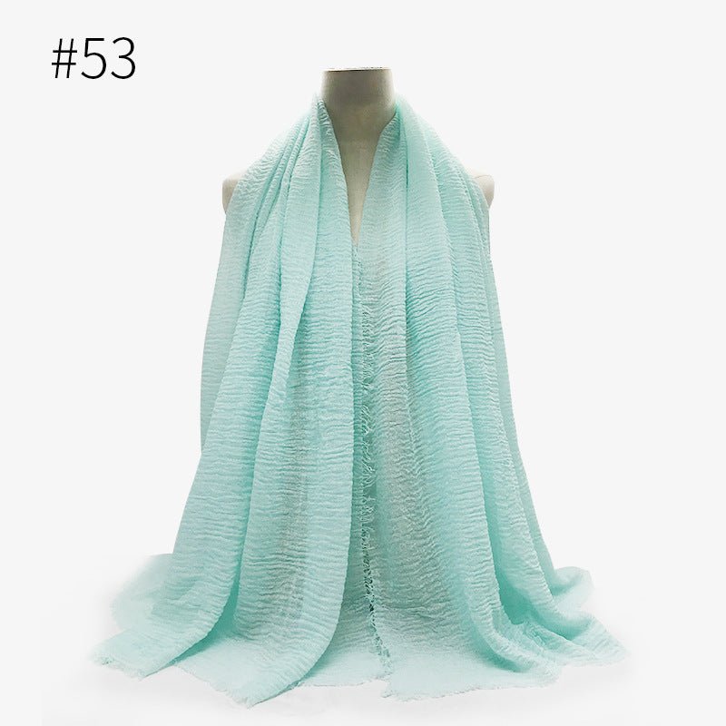 Bubble plain Scarf / cotton scarf fringes women soft solid hijab popular muffler shawls big Pashmina wrap hijab - Tech Tready